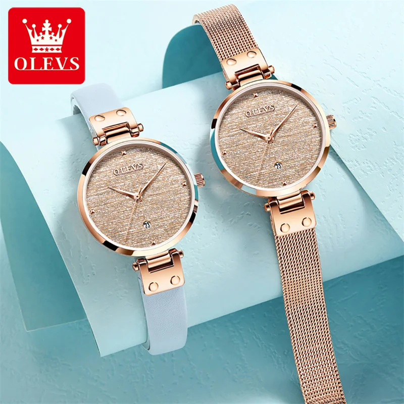 OLEVS Luxury Women Rose Gold Bracelet Quartz Watch Fashion Metal Belt Creative Dress Watches For Ladies Gift Relogio Feminino