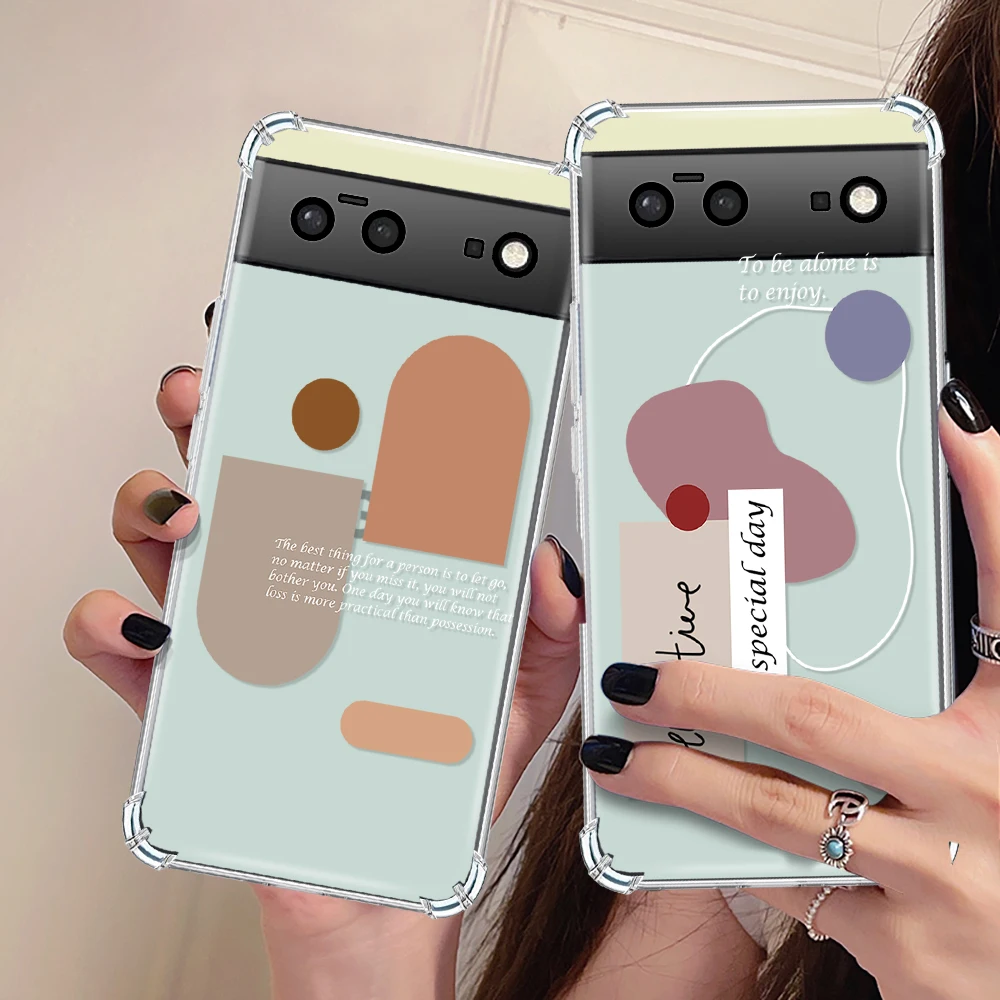 

Graffiti Text Label Case for Google Pixel 7a 7Pro 7 Transparent Shockproof Soft Silicone Protection Shell for Pixel 6a 6 6Pro