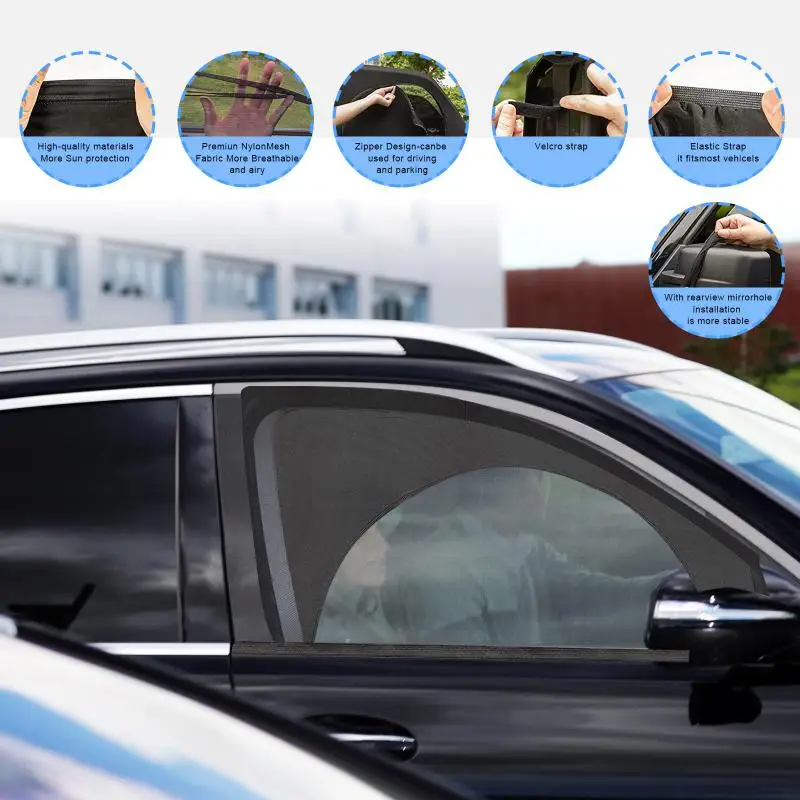 

High Quality 2pcs Car Styling Accessories Sun Auto Window Shade UV Protect Curtain Side Window Sunshade Mesh Sun Visor Protectio