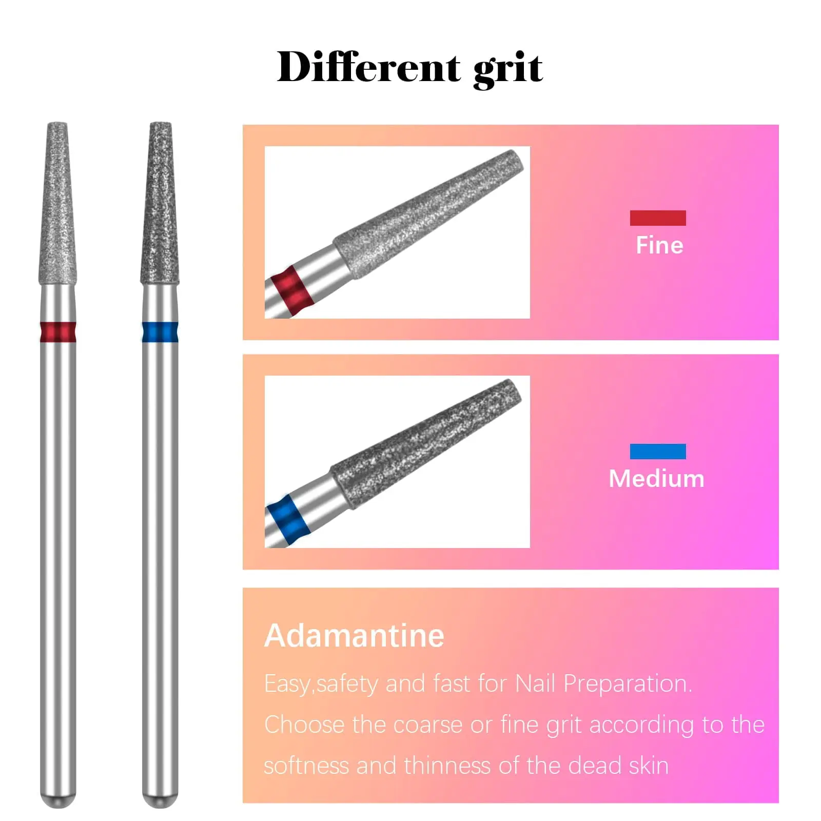 

Tapered Barrel E-file Bit 3/32 Shank Diamond Nail Drill Bits Cuticle Remover Milling Cutters for Manicure Pedicure Tools