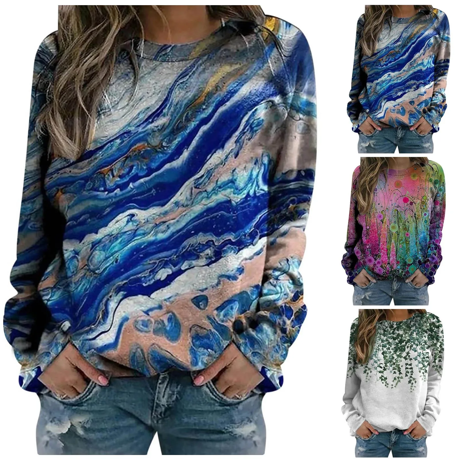 

Женский свитшот с круглым вырезом и длинным рукавом