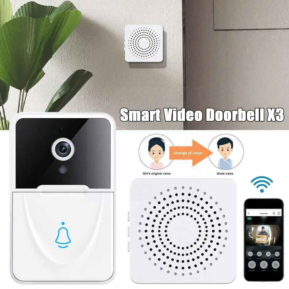 

Беспроводной дверной звонок с Wi-Fi, видеодомофон для умного дома X3, камера видеонаблюдения, HD ИК ночное видение, для квартир F6S5