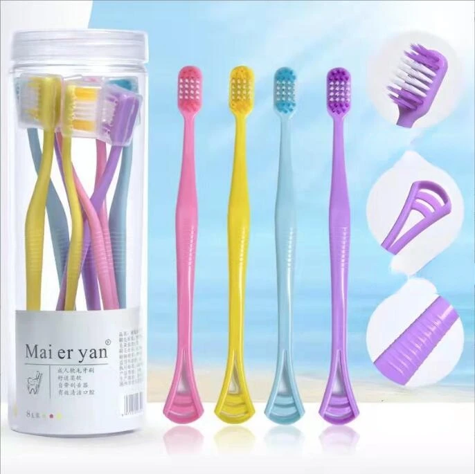 

2022 Adult Soft Bristle Toothbrush 8 Barreled Clean Macarone Toothbrush with Tongue Coating Scraping Function