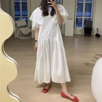 2022 gentle solid color elegant age reducing design sense ladies 2021 hot all match loose casual long chic fashion dress