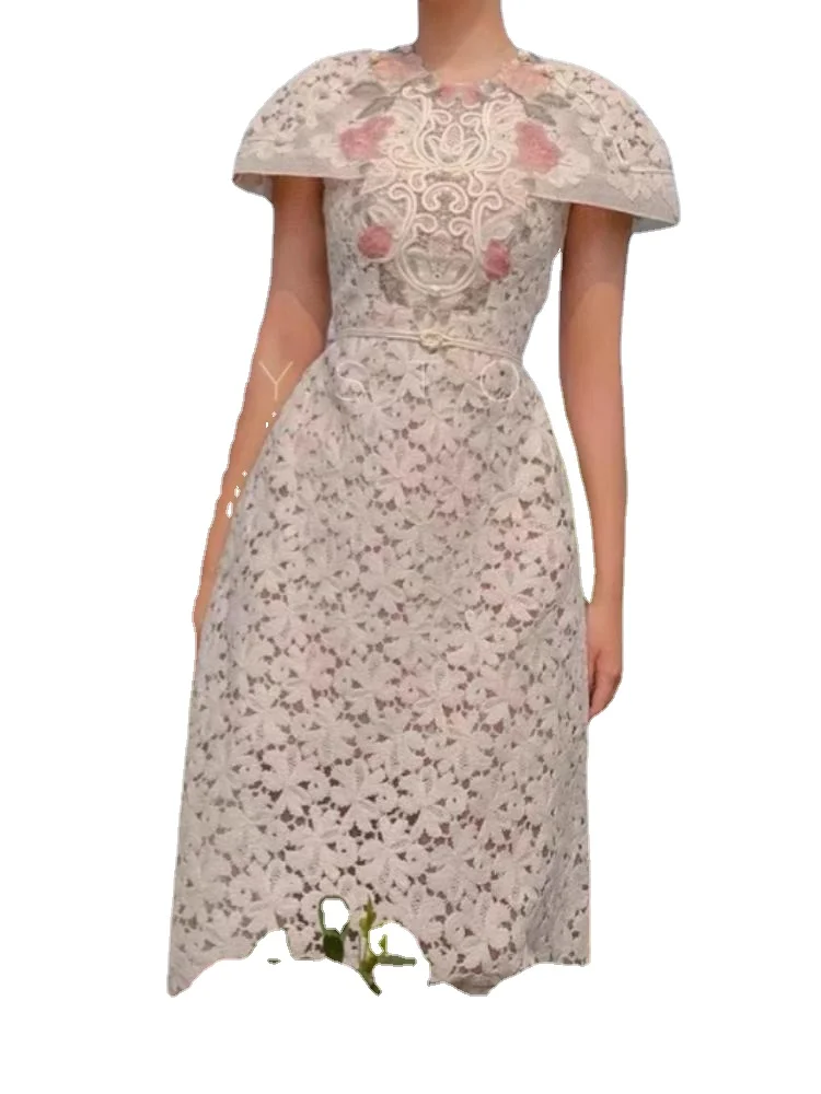 Женское кружевное платье-трапеция винтажное привлекательное Сетчатое платье с