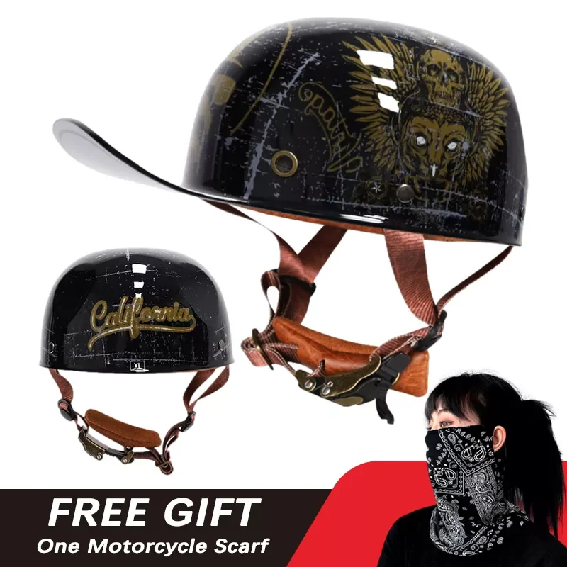 

Motobaby New Men Motorcycle Half Helmet Adult Motorbiker Rinding Vintage Retro Open Face Crash Scooter Chopper Helmets