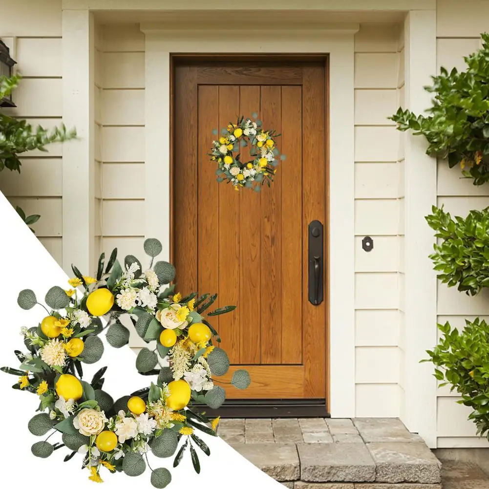 

Artificial Wreath Vivid Appearance Reusable Weather-resistant Door Decorative Faux Silk Flower Wreath Photography Props