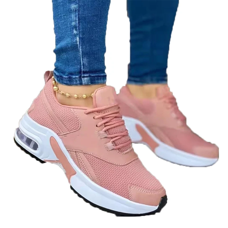 Women Casual Sneakers Mesh Breathe Shoes Platform Lace Up Sport Shoes Tennis Running Shoes Zapatillas De Deporte
