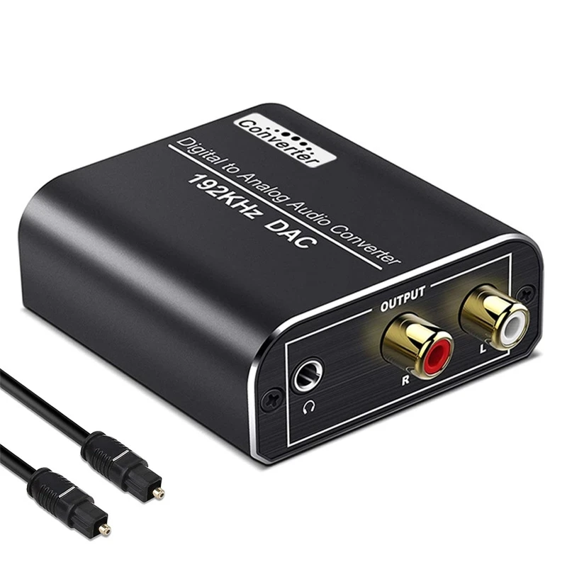 

192kHz Digital to Analog Analogue Audio Converter 24-bit DAC Digital Coaxial Optical to Analog 3.5mm RCA L/R Audio Adapter