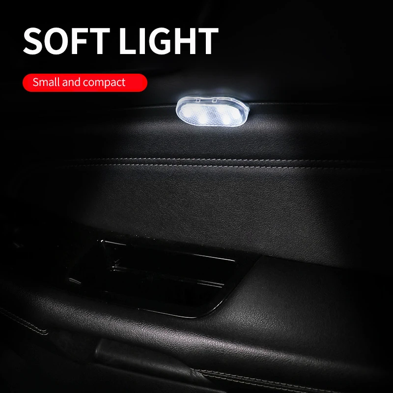 Car LED Ambient Light Interior Lighting Atmosphere Lamp for Armrest Box Trunk Switch Touch Control Wireless Mini Foot Lights | Автомобили