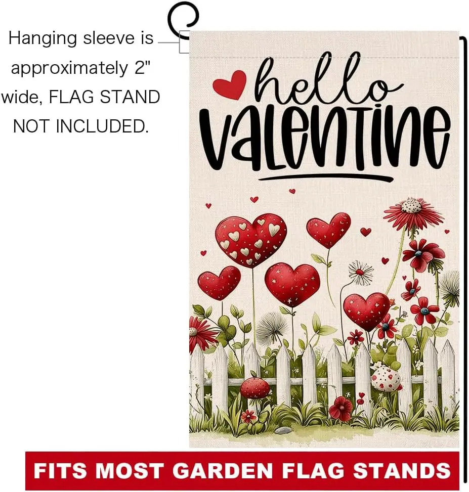 Флаг BLKWHT Valentines Love Floral Garden 12x18, вертикальный, двусторонний, с красными цветами, для весеннего декора фермерского дома, для улицы, SSL (art.: 3920dbd7cb2ed) - 3920dbd7cb2ed