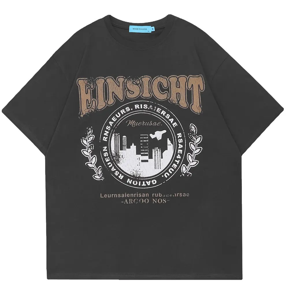 

T-shirt Men Goth Punk Vintage Print Cotton O-neck T Shirt Men's Clothing Short Sleeve Tops Harajuku Casual Oversized T-shirt