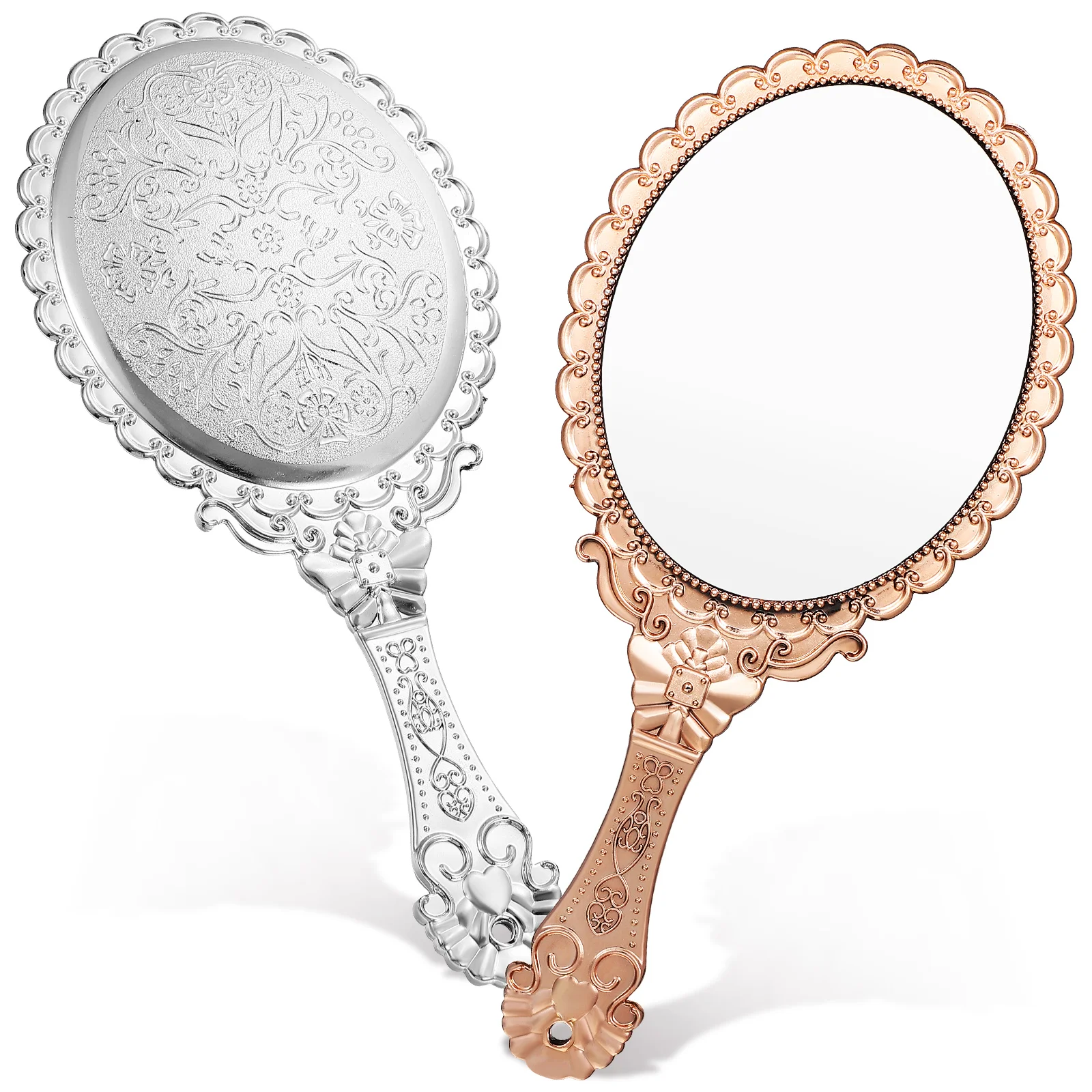 

Mirror Hand Vintage Held Handheld Makeup Decorative Women Face Mirrors Travel Portable Handle Compact Retro Vanity
