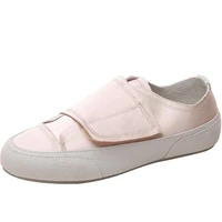 new spanish niche hook loop satin comfortable casual walking shoes female white flats shoes for women everyday loafers