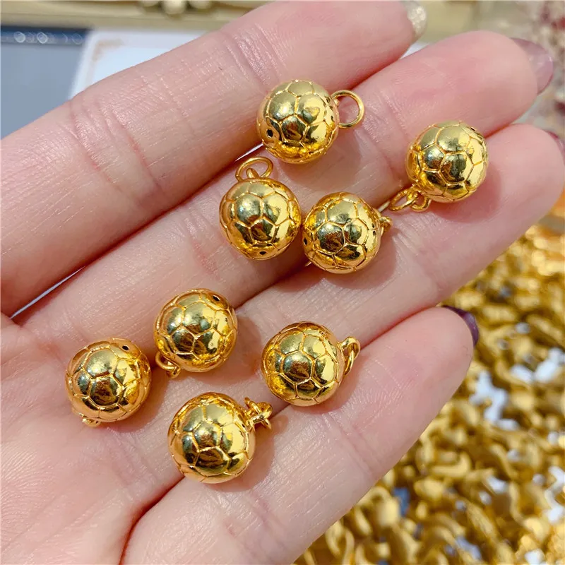 

999 Real 24K Yellow Gold Pendant Men's 3D Gold Basketball Necklace Pendant