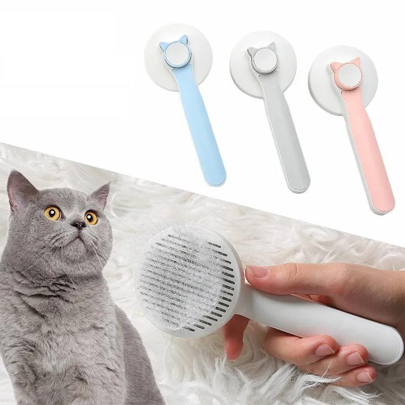 

Щетка для удаления шерсти у кошек и собак, щетка для груминга домашних животных, щетка с иглами для удаления спутанных, самоочищающиеся прин...