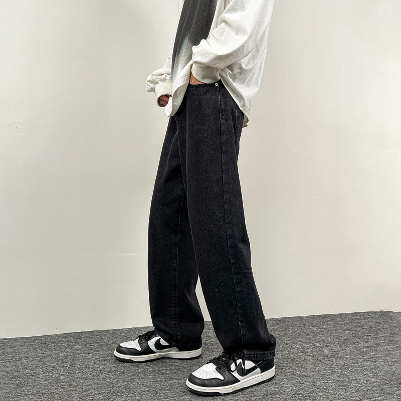 Straight Baggy Jeans Mens 2023 New Fashion Streetwear Casual Loose Wide Leg Korean Style Mopping Denim Pants Daily Trousers