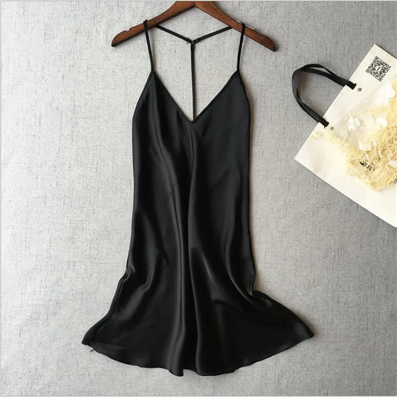

Ladies Sexy Silk Satin Night Dress Sleeveless Nighties New V-neck Nightwear For Women Nightgown Nightdress Sleepwear
