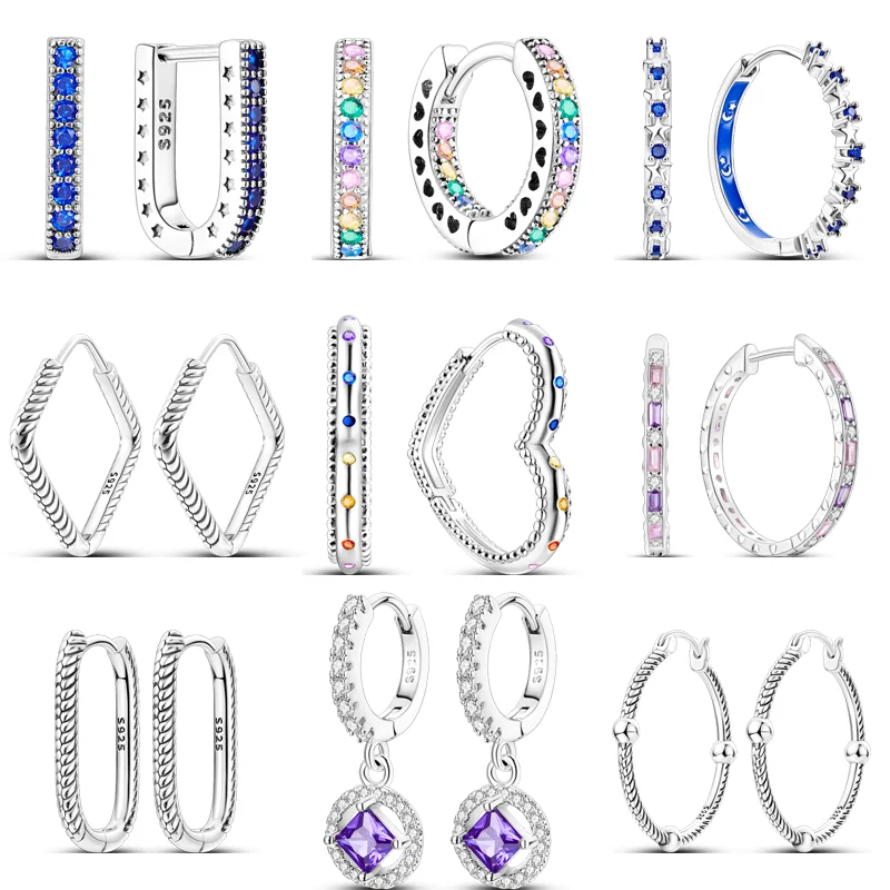 

Женские серьги-звёзды из серебра 925 пробы с разноцветным Цирконом