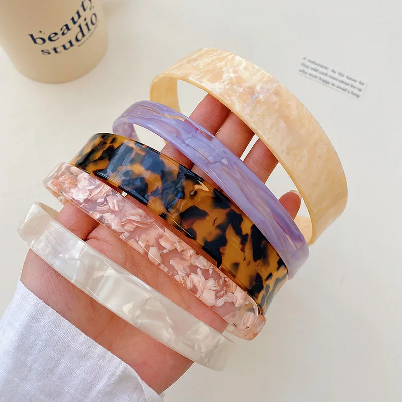 

Ободок для волос с леопардовым принтом Женский, простые тонкие Обручи из ацетата для мытья лица, аксессуары для волос