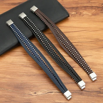 Classic Stainless Steel Bracelets - Black Blue Brown Color Punk 4