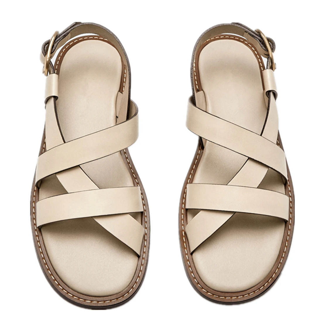 Elmsk  Shoes Women Morocco Retro Fashion Genuine Leather Cowhide Casual Sandals Women Texture Roma Flat