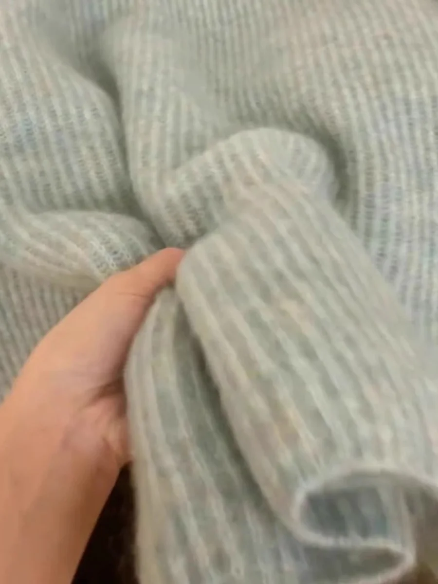 Milk Blue Raccoon Velvet Soft Glutinous Sweater Women Autumn and Winter High Sense Idle Sle Thickened Pullover Over fit kni...