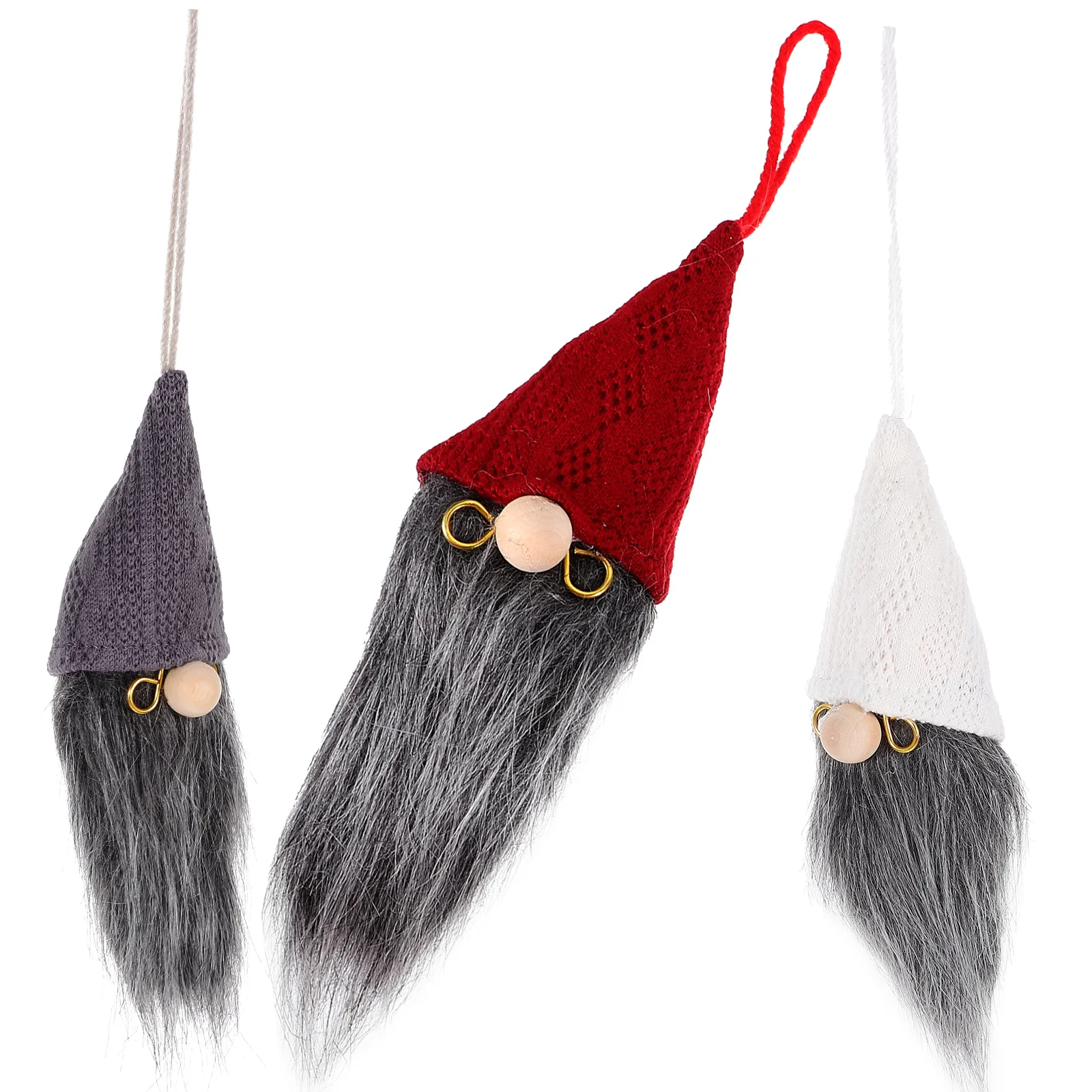 

3 Pcs Christmas Ornaments Xmas Gnome Pendant Decor Tree Supplies Knitted Fabric Pendants Elder