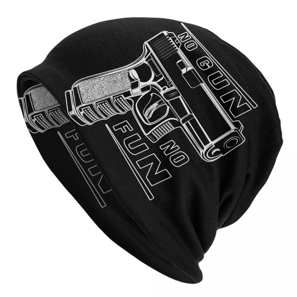 

No Gun No Fun Beanie Cap Unisex Winter Warm Bonnet Femme Knitting Hats Street Outdoor Ski Classic Glock Skullies Beanies Caps