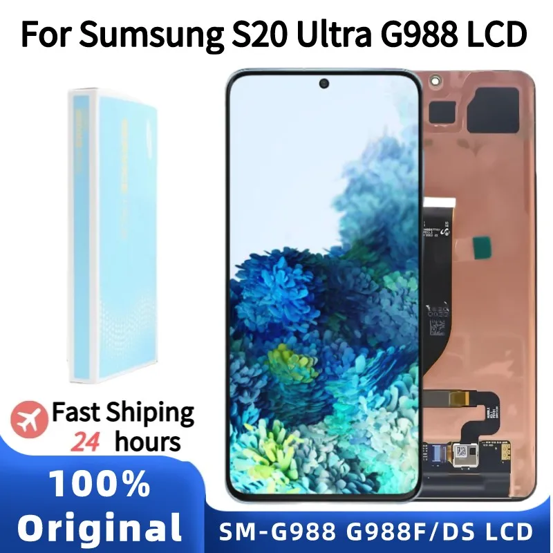 

100% Оригинальный 6,9 ''AMOLED ЖК-дисплей для SAMSUNG Galaxy S20 Ultra LCD SM-G988 G988F дисплей сенсорный экран дигитайзер Замена с точками