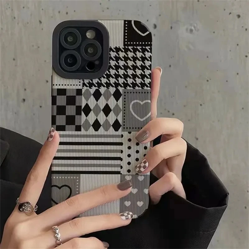 Разноцветный клетчатый чехол Lovebay для iPhone 11 12 Pro 13 14 Max SE 2020 X XR XS 7 8 Plus Мягкая