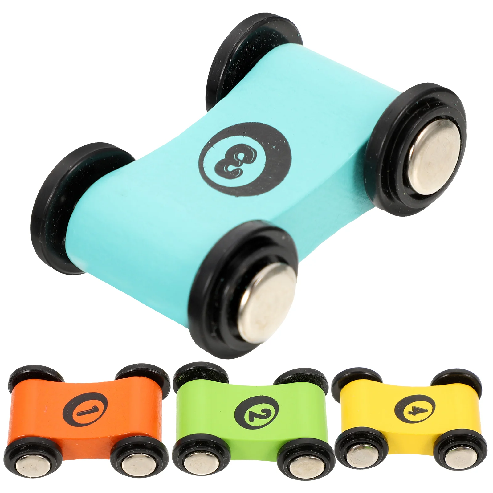 

4 Pcs Toys The Car Wooden Pull Back Race Plaything Tracks Toddlers 1-3 Preschool