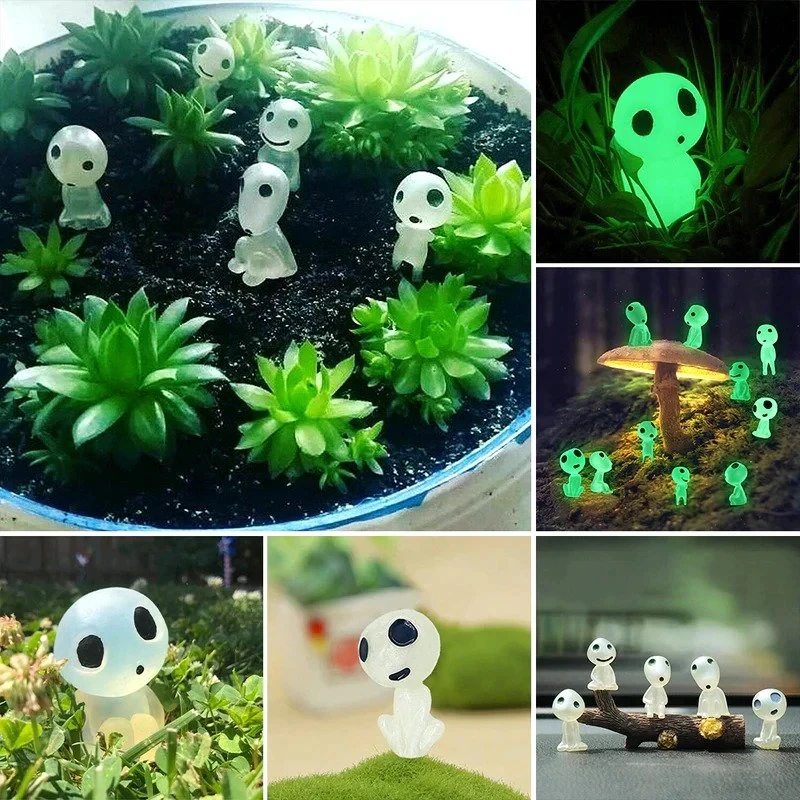 10Pcs Luminous Tree Spirits Micro Landscape Figure Ornament Outdoor Glowing Miniature Statue Potted Mini Garden Accessories