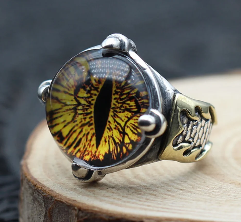 

Retro 925 Silver Devil's eyes Rings Cos Gift Men's gift 15g Adjustable