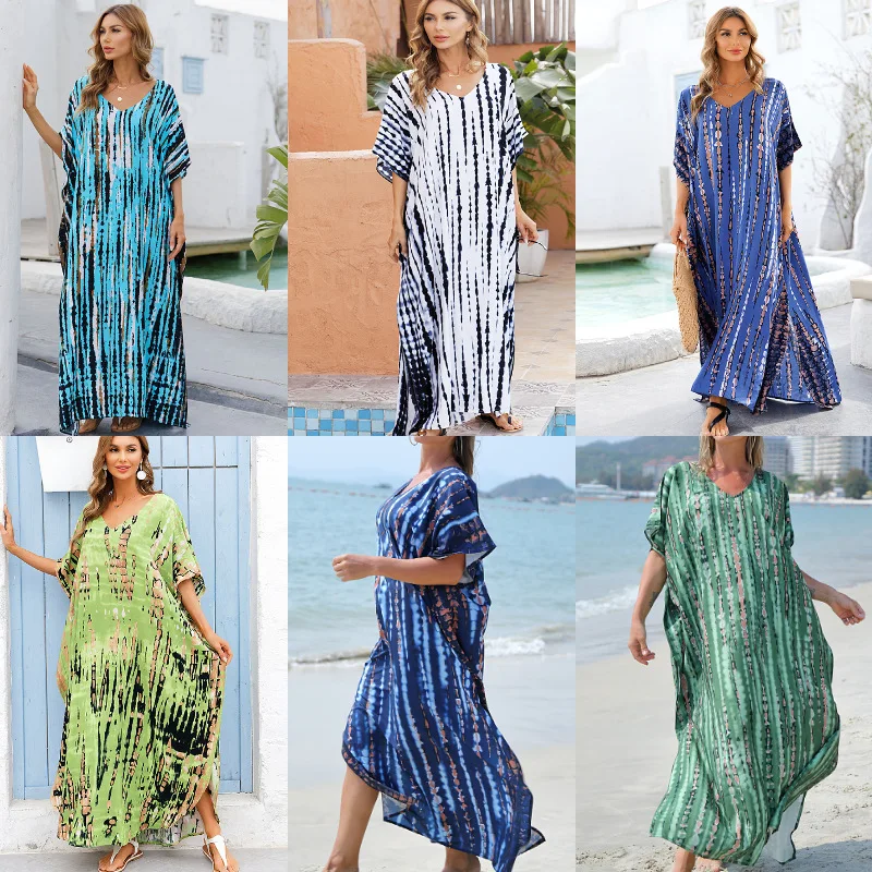 

Beach Blouse Quick-drying Blush Loose Large Size Holiday Robe Beach Skirt Bikini Sunscreen Chiffon Dress Summer Dress Women Dres