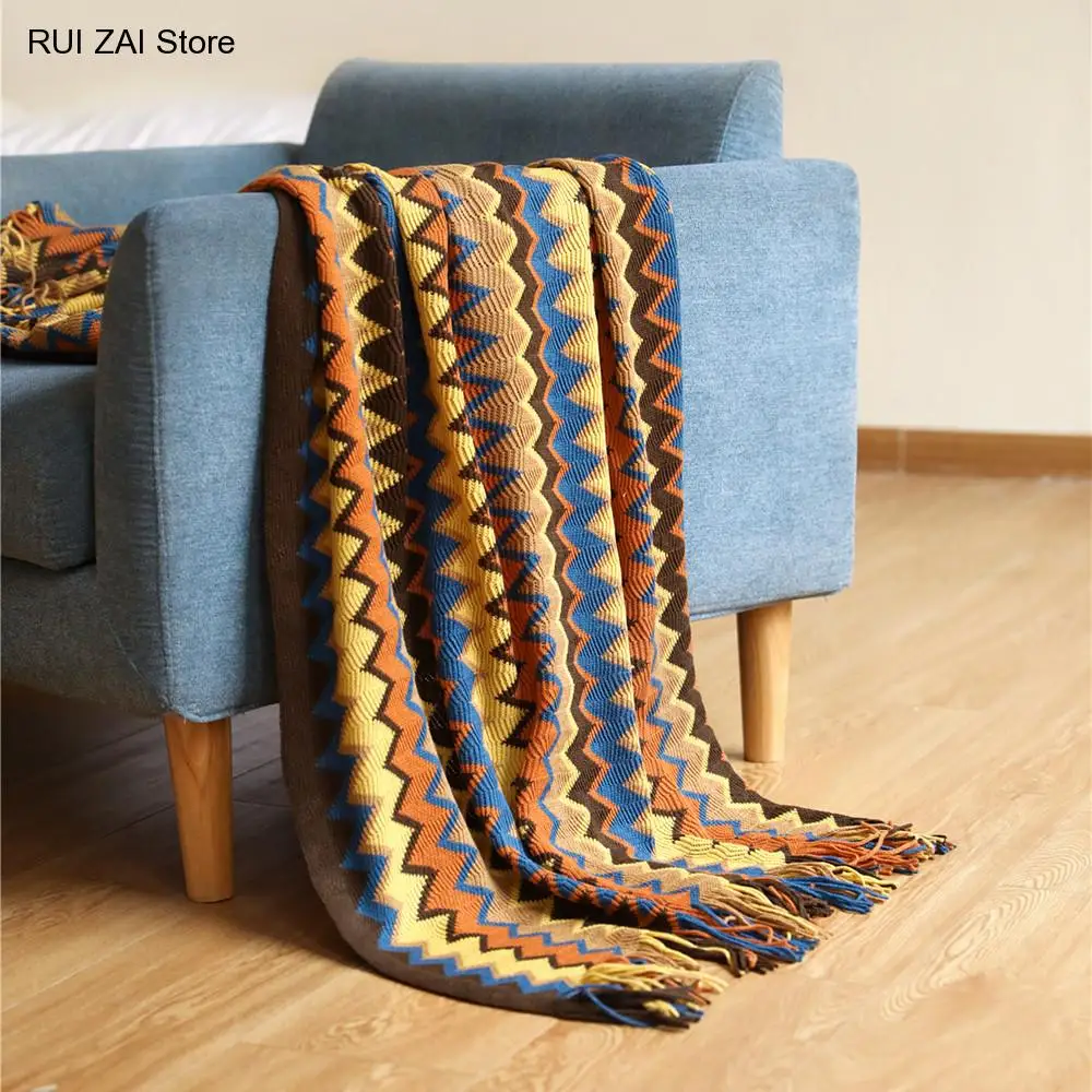 

Knitted Blankets Sofa Throw Blankets with Tassels Colorful Bedspread Nap Air Condition Blankets Nordic Home Decorative Bohemian