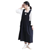 kitchen apron panel korean simple gardening floral large size coffee baking wide shoulder strap waterproof cotton and linen