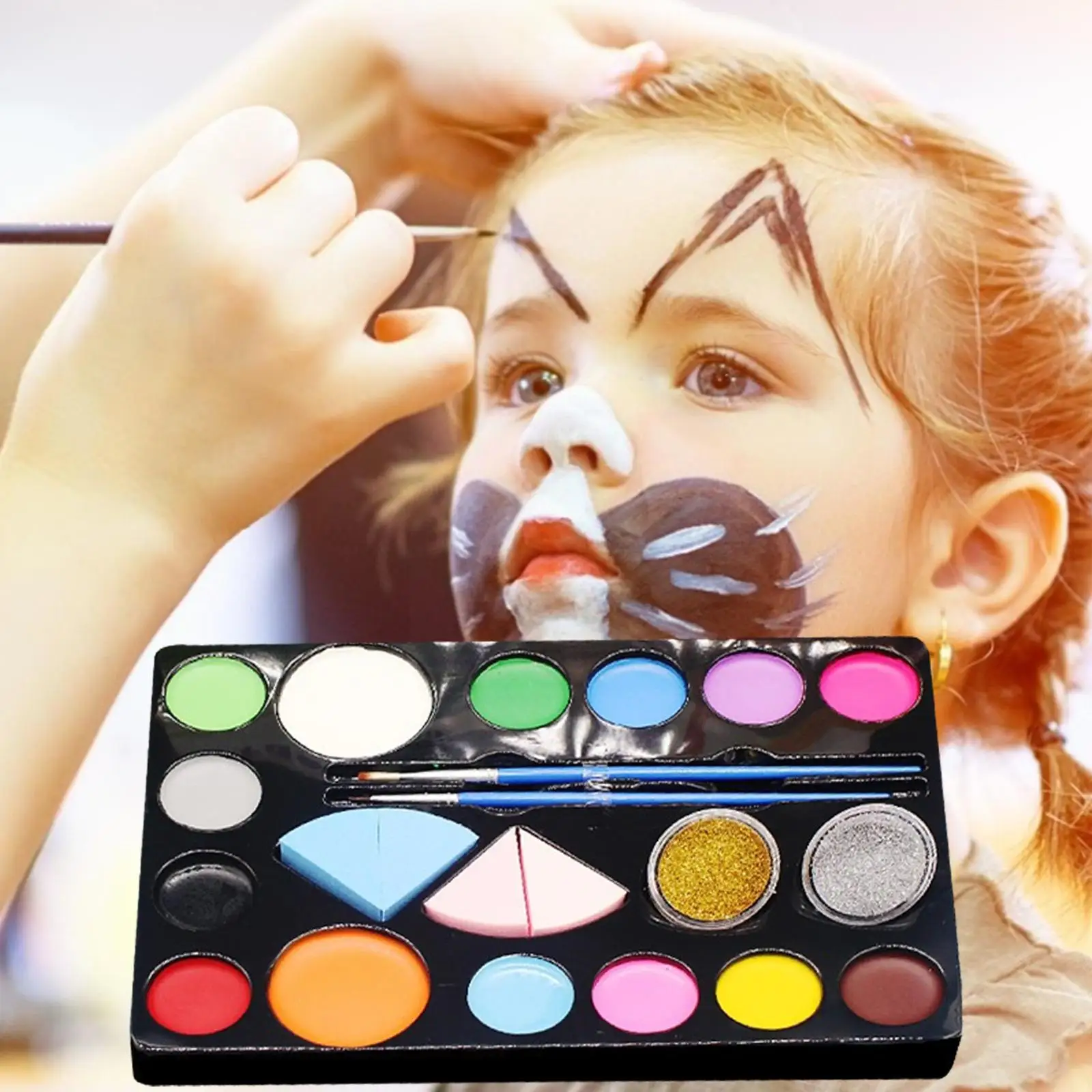 

Набор для рисования лица, 1 комплект, краска для тела, лица, нетоксичные водные инструменты с безопасной косметикой на Хэллоуин, вечерние, 2023, Рождественская кисть, краска R0X3