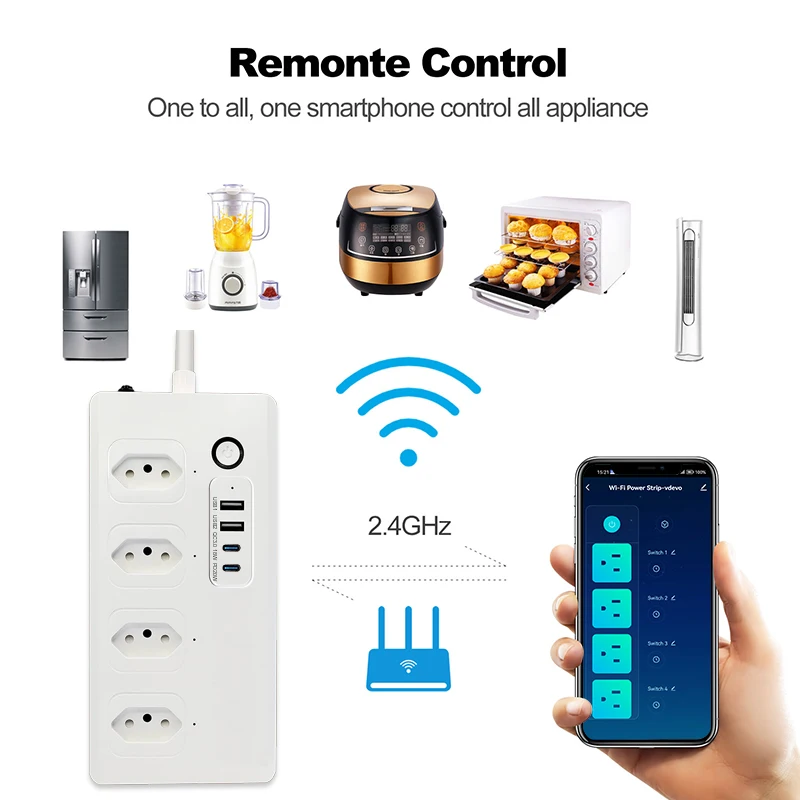 Сетевой смарт-фильтр UseeLink с Wi-Fi и ZigBee PD 20 Вт бразильский стандарт сетевой фильтр 4