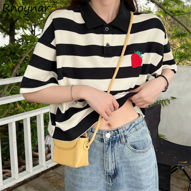 

Футболка женская с коротким рукавом, мягкая Свободная Повседневная рубашка с рисунком клубники в стиле Ins, Молодежная блуза ольччан для кол...