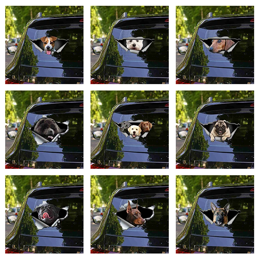 

1 Piece Funny Animal Car Sticker Pull Tank Window for Hellaflush Full Reflective Vinyl Dog Car Sticker Car Decal Wholesale