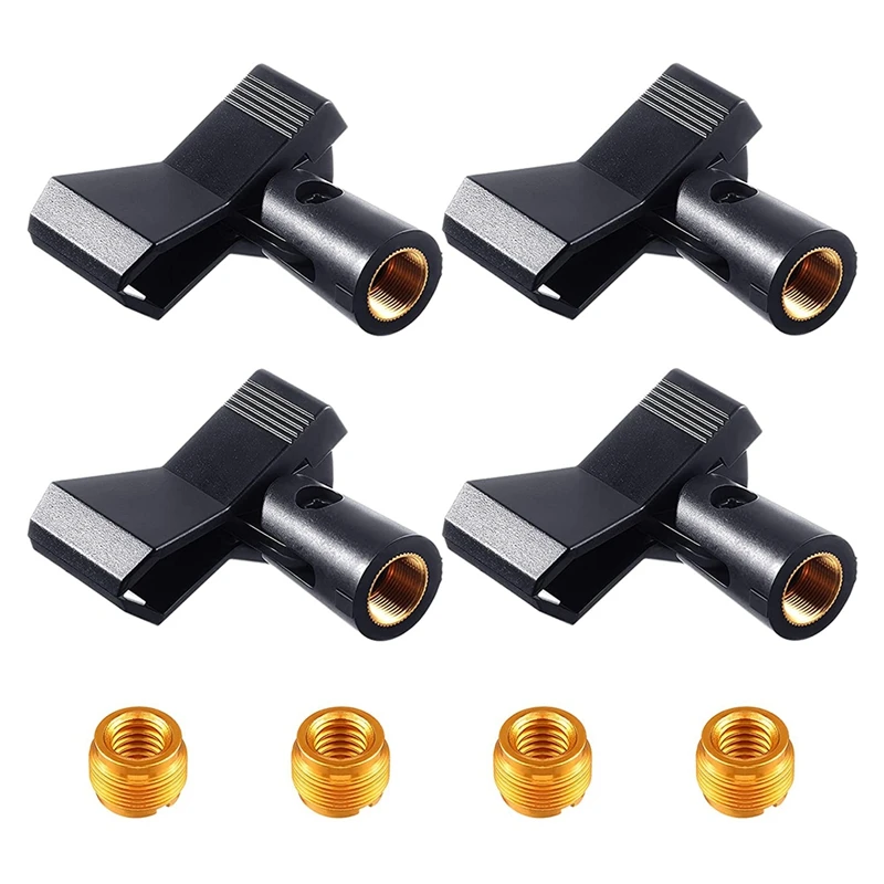 

Зажим для микрофона, 4 шт., с 4 адаптерами, регулируемый зажим-держатель для микрофона с переходником 5/8 дюйма папа-3/8 дюйма мама