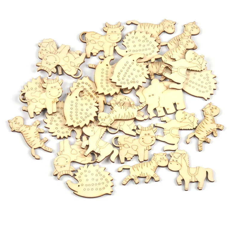 

30pcs Animal Zebra Elephant Unfinished Natural Wooden Scrapbooking Embellishment DIY Carfts Home Decoration 40x45mm m1772