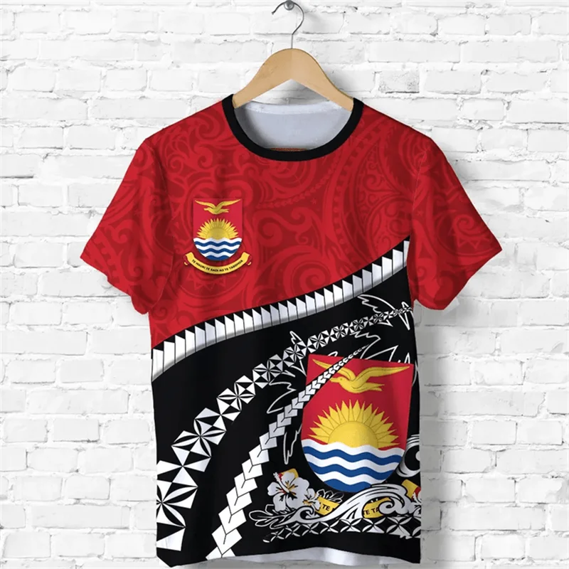 Kiribati Flag Map Graphic T Shirts National Emblem Shirt For Men Clothes Polynesia Unisex Tshirt Casual Man Tee Women Tops