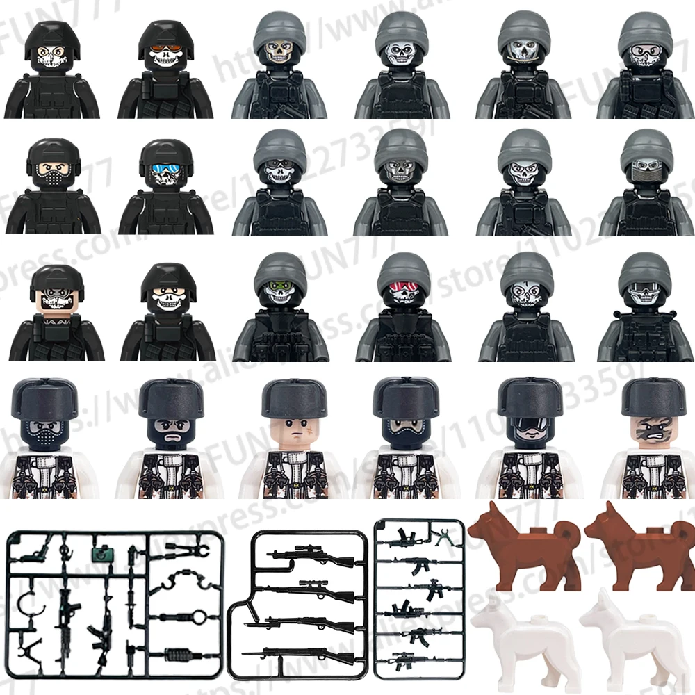 

Конструктор MOC в стиле милитари, призрак, спецназ, оружие, снеговик, полиция, солдаты, оружие, детские игрушки, подарок B038