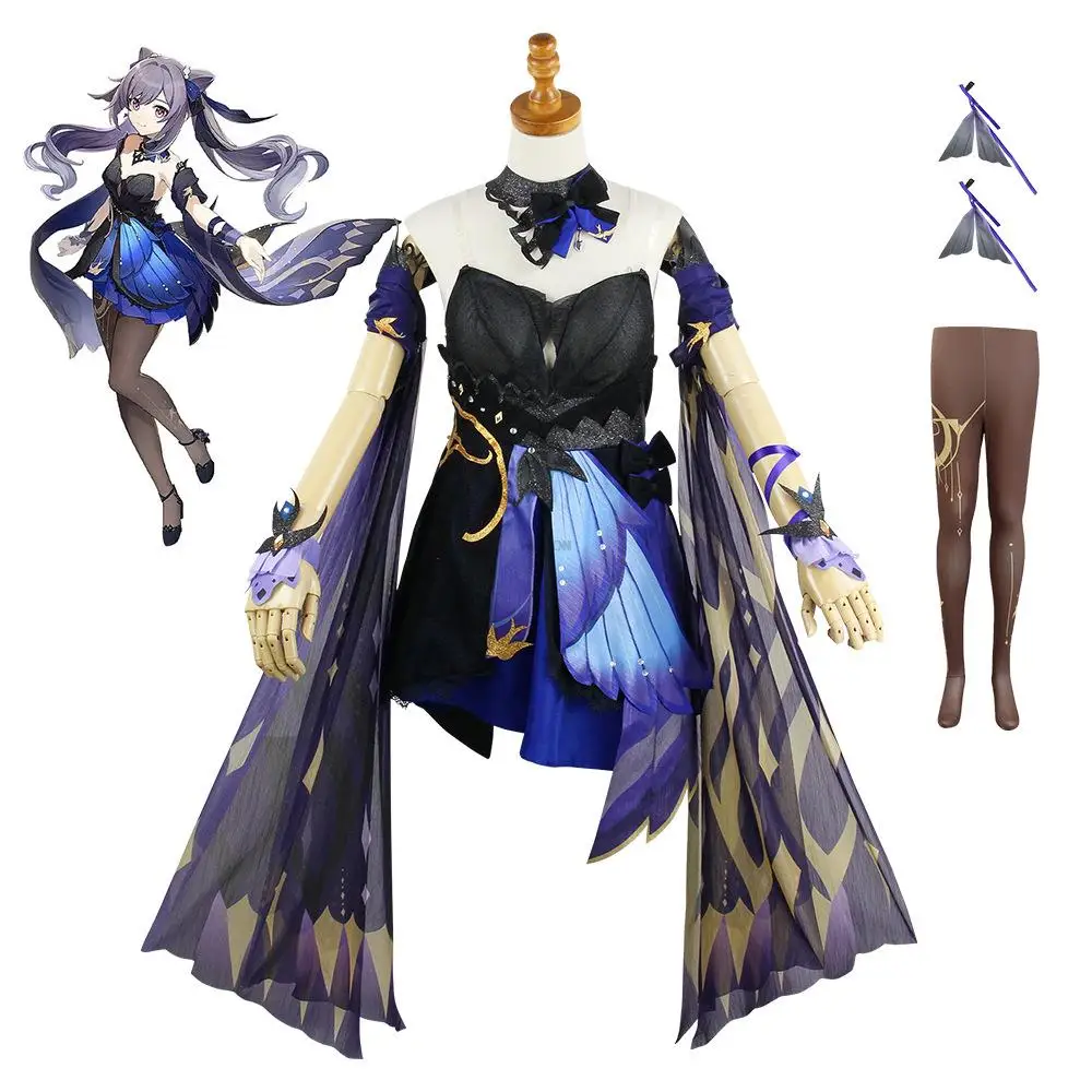 

Game Genshin Impact Cosplay Keqing The Neon Skirt Dances Anime New Skin Gorgeous Sexy Costume Women Dress Halloween Costume Suit
