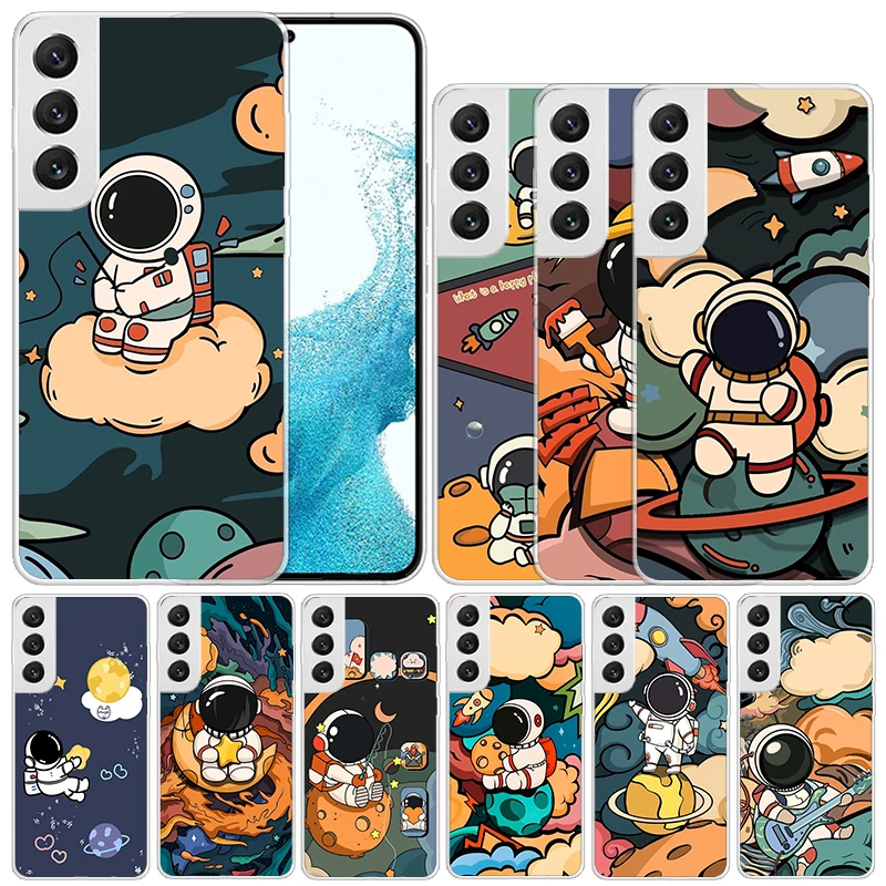 

Cartoon Planet Astronaut Star Rocket Soft Cover for Samsung Galaxy S23 S22 S21 Ultra S20 FE S10 Plus Print Phone Case S10E S9 S8