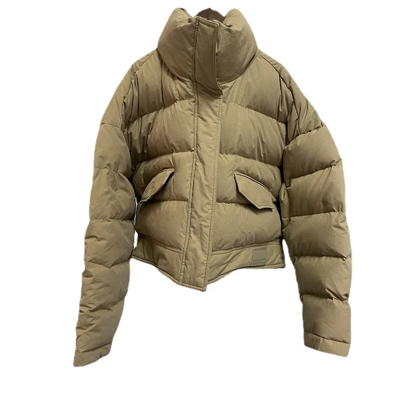 Autumn and Winter Short Down Jacket Women's Fashion Temperament White Duck Down Standing Collar Bread Clothes Thickened Jacket