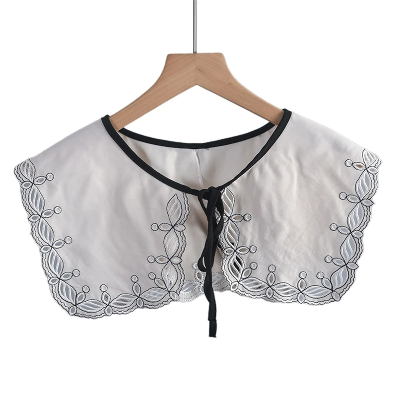 

False Collar Women Detachable Collar Dickey Collar Hanfu Shoulder Warp Collar Embroidery Collar Lace Up Neckline