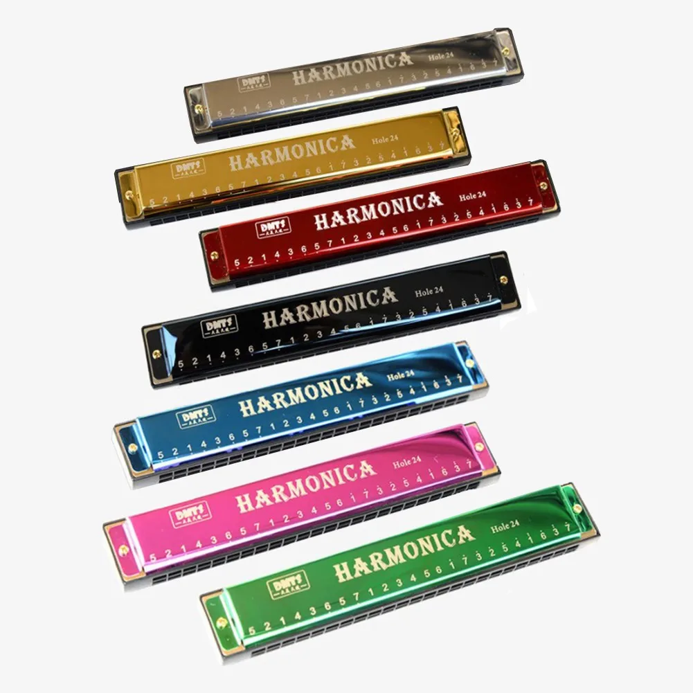 

1set Metal Harmonica 24 Holes Mouth Organ Puzzle Musical Instrument Beginner Key Of C Hot Sale Instrument 17.5x2.5x2cm